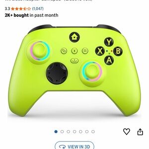 Vibrant Green Wireless Controller with USB Cable